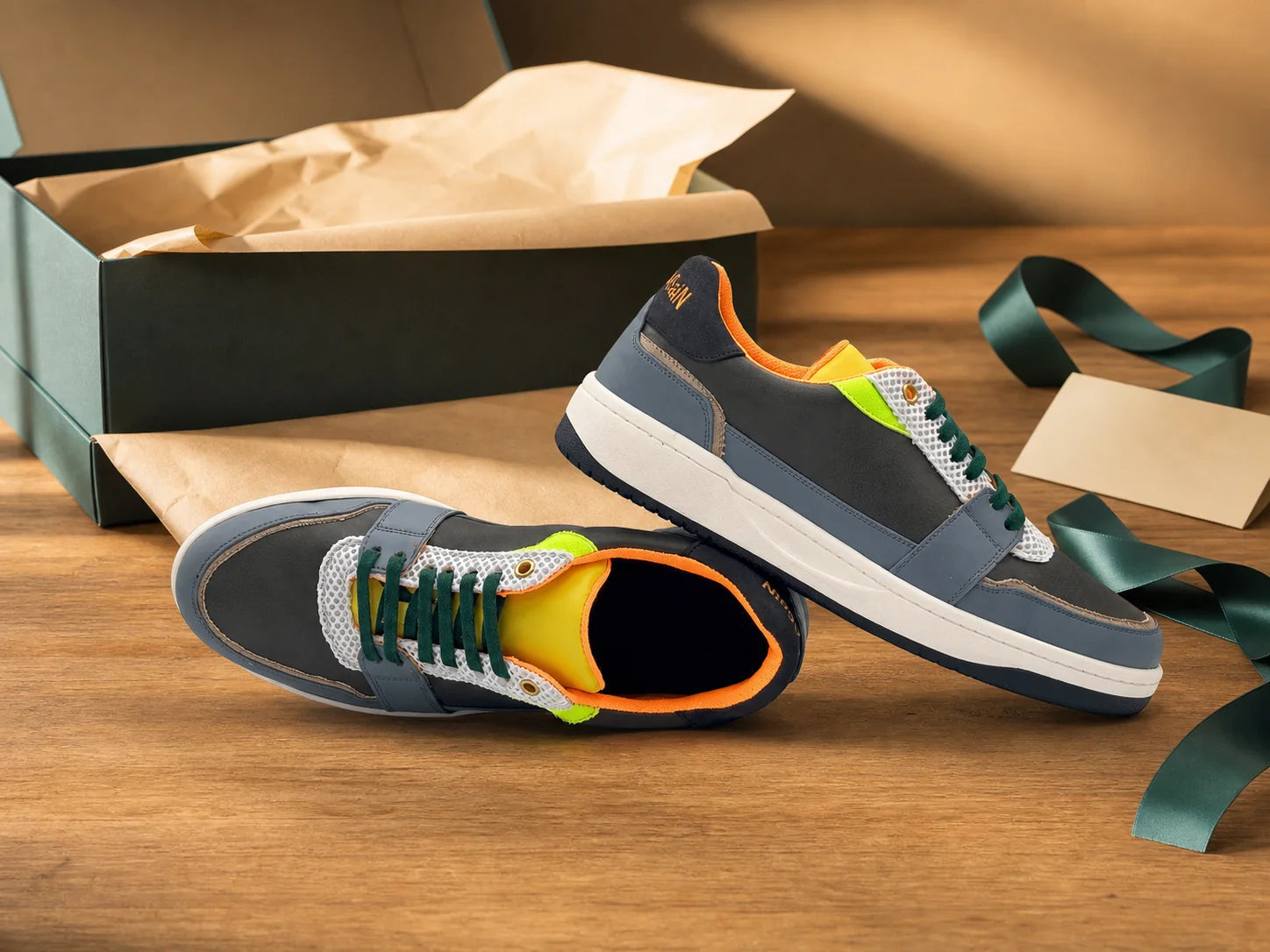 Custom team gift sneakers presented with premium corporate packaging