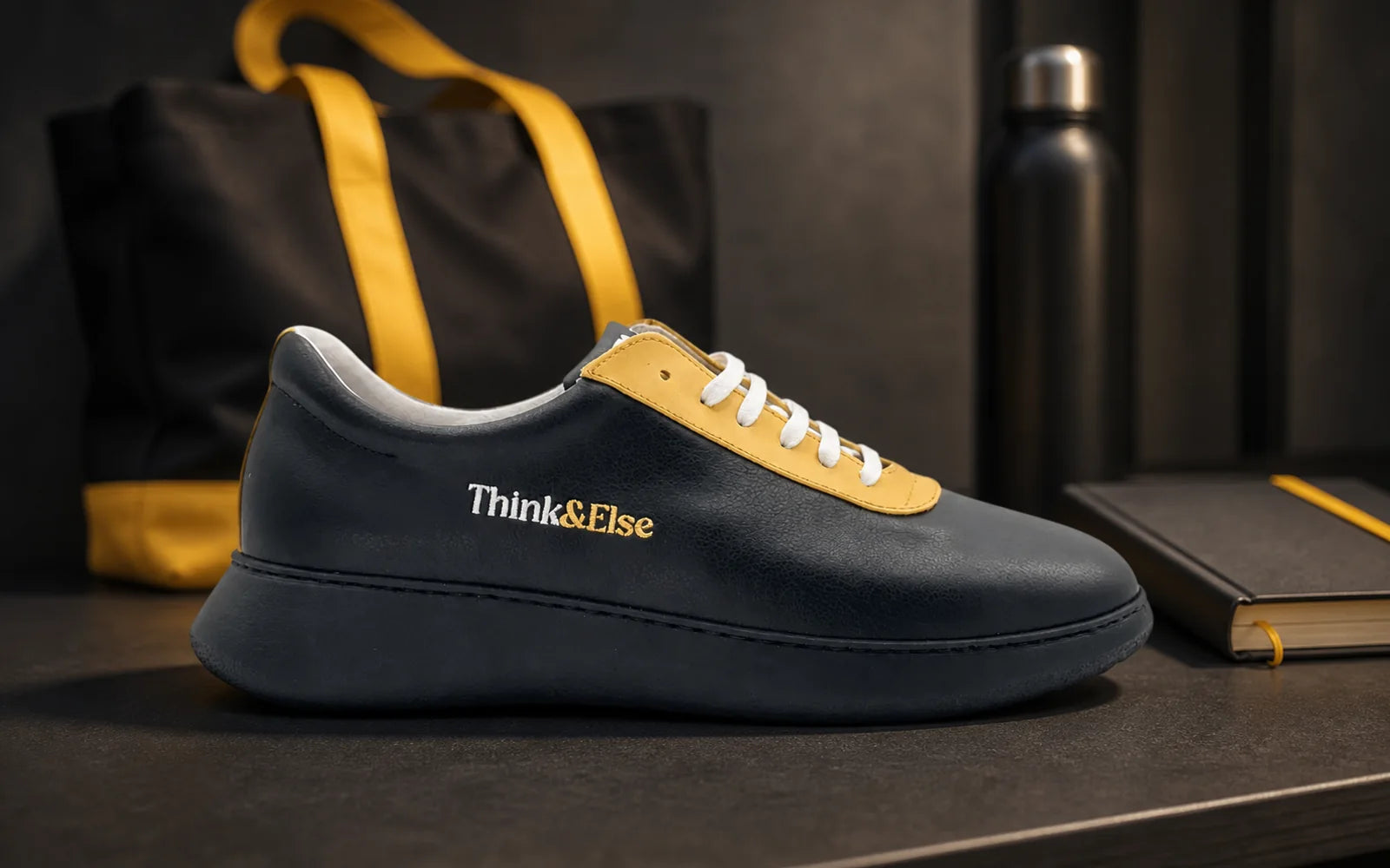 Custom Think and Else sneaker with coordinated useful merchandise
